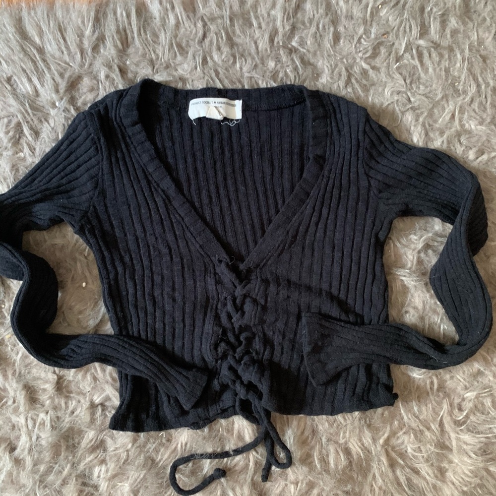 Urban Outfitters Black Lace Up Crop Top